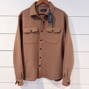 Kenneth Cole Quilted Knit Shirt Jacket Timber Brown L NWT